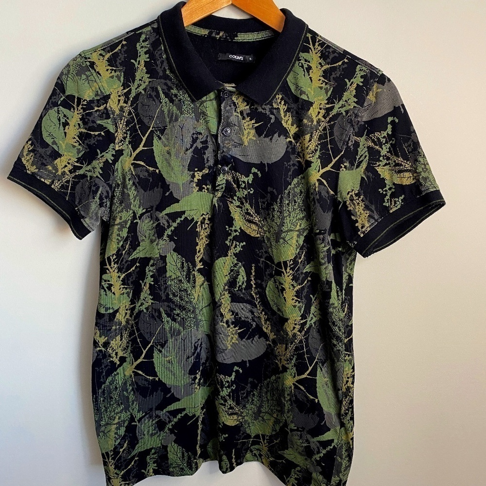 Colin's Men's Green Forest Print Polo‎ Shirt Size Small